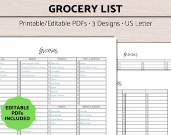 Grocery Checklist, Printable Grocery List, Grocery List Template ...