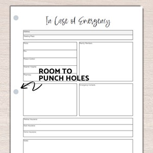 In Case of Emergency Printable &amp; Editable - Etsy
