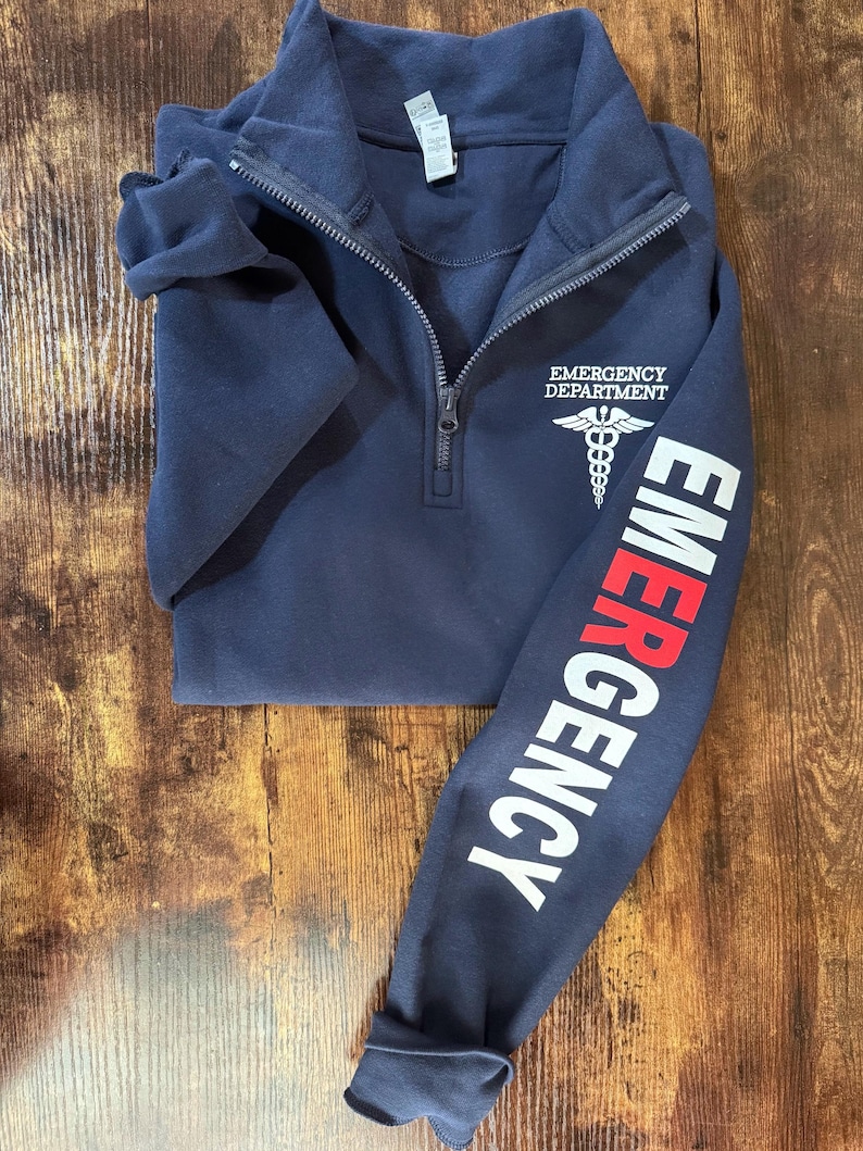 Emergency Department Quarter Zip Sweatshirt: ER Nurse Sweatshirt, emergency room nurse shirts, er nurse jacket image 1