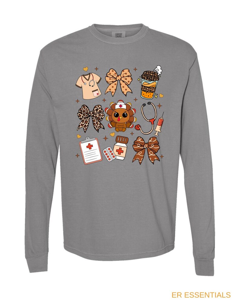 Thanksgiving Nurse Shirt, Fall nurse shirts, comfort colors long sleeve image 5