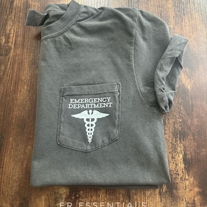 ER Nurse Comfort Colors Pocket T-Shirt: Emergency Department Tee