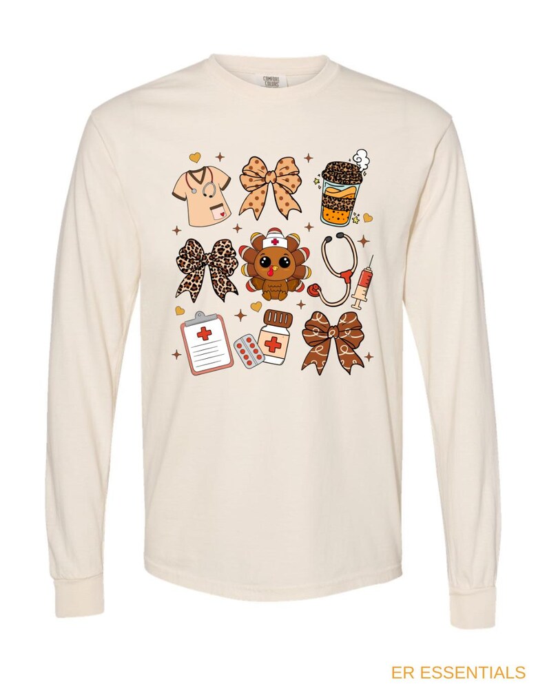 Thanksgiving Nurse Shirt, Fall nurse shirts, comfort colors long sleeve image 1