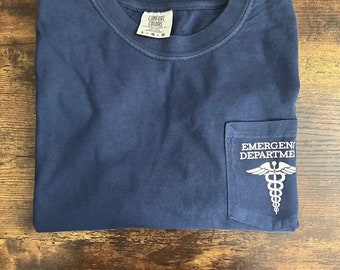 ER Nurse Comfort Colors Pocket T-Shirt: Emergency Department Tee