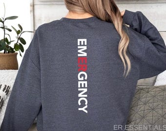 Custom Emergency Department Sweatshirt with Embroidered Personalization, Emergency Room Nurse Crewneck, ER Nurse shirts