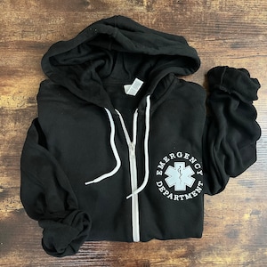 Emergency Department Full Zip Hoodie: Unisex ER Nurse Sweatshirt