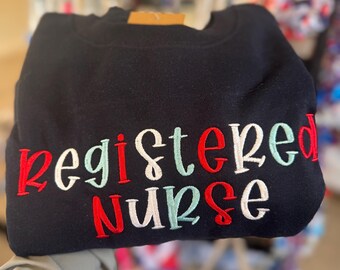 Registered Nurse Sweatshirt, Embroidered Nurse Sweatshirt, 4th of July Nurse Shirts, Custom nurse sweatshirt, personalized nurse shirt
