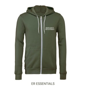 Emergency Department Full Zip Hoodie: Soft Unisex ER Nurse Sweatshirt