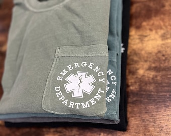Emergency Department Pocket T-Shirt, ER Nurse Shirt, Emergency Room
