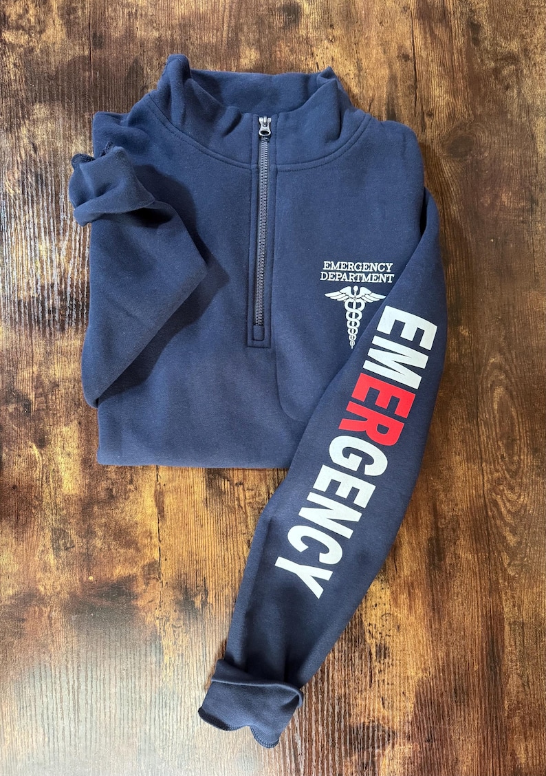 Emergency Department Quarter Zip Sweatshirt: ER Nurse Sweatshirt, emergency room nurse shirts, er nurse jacket image 8
