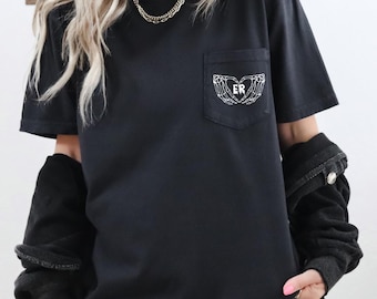 Halloween ER Nurse Pocket T-Shirt: Comfort Colors Unisex Tee