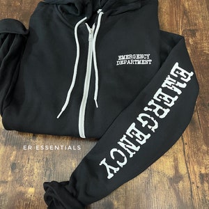 Emergency Department Full Zip Sweatshirt: ER Nurse Unisex Hoodie