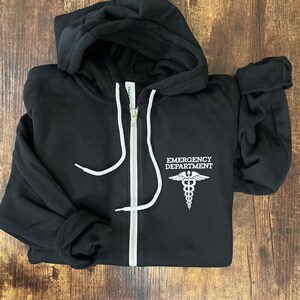 Emergency Department Full Zip Hoodie: ER Nurse Unisex Sweatshirt