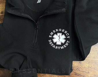 Emergency Department Quarter Zip Sweatshirt: ER Nurse Apparel