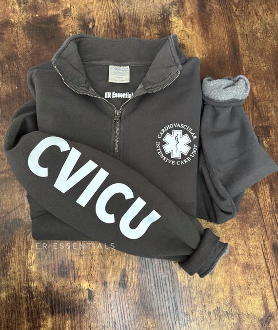 CVICU Quarter Zip Sweatshirt: Critical Care Nurse Pullover