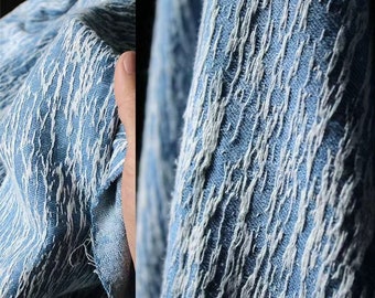Blue Jean-stof, blauwe stof, katoenen stof, denimstof, zachte stof, getextureerde stof, creatieve stof, lichtblauwe stof, A261