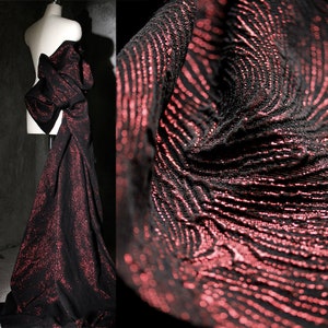 Double-sided Jacquard Fabric, Shiny Fabric, Burgundy Fabric, Glossy Fabric, Polyester Fabric, Designer Fabric, Coat fabric, by the meter,A61