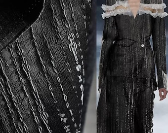 Black Fabric, Striped Jacquard Fabric, Mottled Vertical Fabric, Shimmer Texture fabric, Apparel Fabric, Wall Decor Fabric, By The Meter,A302