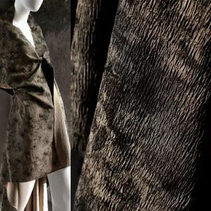 Brown Jacquard Fabric, Color-Processed Fabric, Dimensional Pleated Fabric, Textured Fabric, Irregular Pattern, Maillard, By The Meter, A329