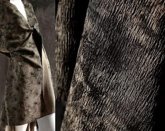 Brown Jacquard Fabric, Color-Processed Fabric, Dimensional Pleated Fabric, Textured Fabric, Irregular Pattern, Maillard, By The Meter, A329