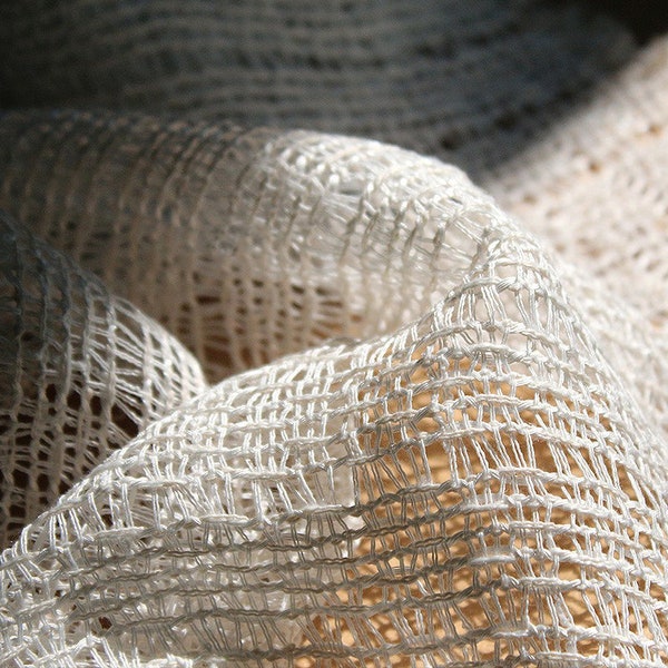 Hollow Mesh Fabric,Beige White Mesh Fabric, Polyester Cotton Fabric, See-through Fabric, Designer Fabric, by the meter, A21