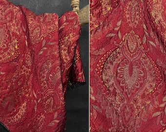 Red Jacquard Fabric, Embossed Fabric, Glitter Thread Blended Fabric, Ethnic fabric, Texture Fabric, Classic Fabric, Royal Court Fabric, C41