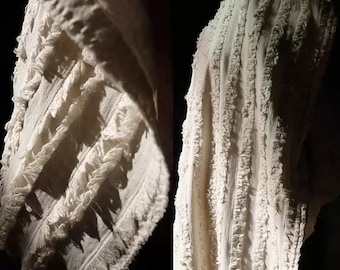 Cotton Fabric, Beige Fabric, Linen Fabric, Dimensional Fabric, Fringed Fabric, Silhouette Fabric, Designer Fabric, By The Meter, A366