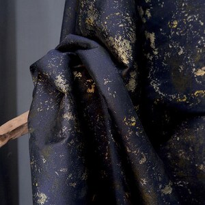 Blue Gold Jacquard Fabric, Gilt Texture Fabric, Embossed Fabric, Glossy ...