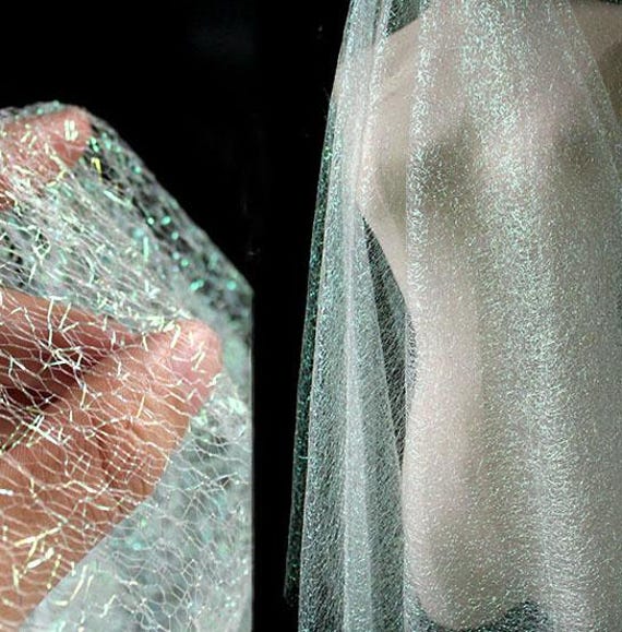 Hollow Mesh Fabric, Texture Fabric, White Iridescent Fabric, Sheer Lace Fabric, Polyester Fabric, Creative Fabric, By The Yard, A9