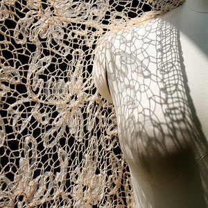 Jacquard Mesh, Embroidered Floral Fabric, Beige Hollow Mesh, See-through Fabric, Non-stretch Mesh, Designer Fabric, By The Meter, A190