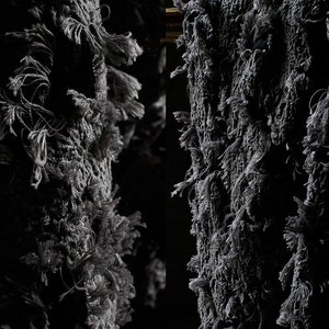 Ragged Fabric, Grey Black Jacquard Fabric, Distressed Fabric, Fringed Fabric, Pleated Fabric, Special cut Fabric, By the yard, A130