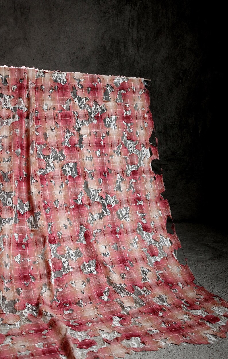 Polyester Fabric Ripped Tattered Jacquard Fabric, Ripped Knit Fabric by the Yard, Soft Knitted ...