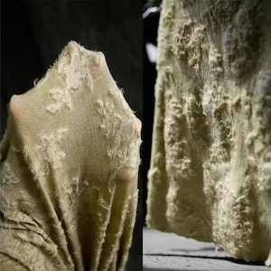Dark Green Jacquard Fabric, Relief Embossed Fabric, Textured Fabric, Stretch Fabric, Pleated Fabric,Upcycled Distressed Fabric,By Meter,A338