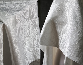 White Fabric, Jacquard Fabric, Luxurious Fabric, Embossed Fabric, Glossy Fabric, Textured Fabric, Designer Fabric, By the Meter, A128