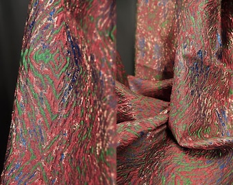 Geometrisches Muster Jacquard-Stoff, Roter Luxus-Stoff, Polyester-Stoff, Ethno-Stoff, Mischgewebe, Mantelstoff, Schüttgut, C13