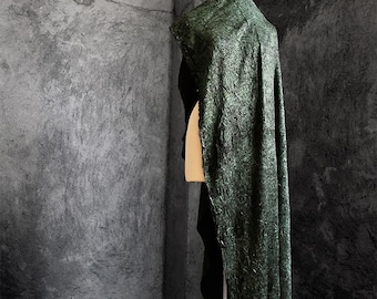 Black Green Pleated fabric, 3D Reflective fabric, Irregular Texture fabric, Soft fabric, Dress fabric, Apparel Fabric, By The Meter, A298