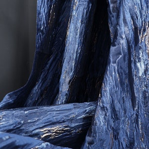 Dark Blue Jacquard Fabric, Oversize Coat Fabric, Luxury Fabric, Glitter Fabric, Haute Couture Fabric, Designer Fabric, By the meter, C25