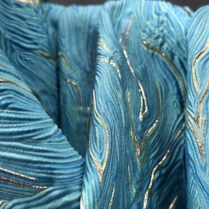 Striped Jacquard Fabric, Luxury Blue Fabric, Polyester Fabric, 55&#39;&#39; Width, European Blend Fabric, Designer Fabric, By The Yard, C1-3