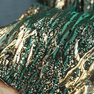 Green Jacquard Fabric, Mountain Stripe Fabric, Luxury Fabric, Embossed Fabric, Haute Couture Fabric, Designer Fabric, By the meter, C27