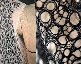 Tela de malla hueca, tela de malla negra, tela de encaje blanco, tela de perspectiva láser, tela de poliéster, 55&#39;&#39; de ancho, se vende cortada a medida, A10