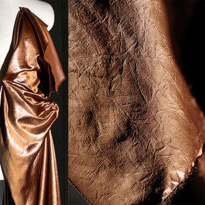 Brown Fake Leather Fabric, Wood Grain Fabric, Oily Glossy Leather Fabric, Imitation Leather Fabric, Apparel fabric, by the Yard, A150