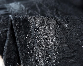 Schwarzer Jacquard Stoff, Strukturstoff, Designerstoff, Brokat Polsterstoff, Designerstoff, C24