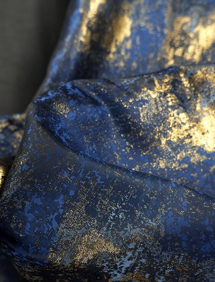 Blue Jacquard Fabric, Gilt Texture Fabric, Double Layer Fabric, Glossy ...