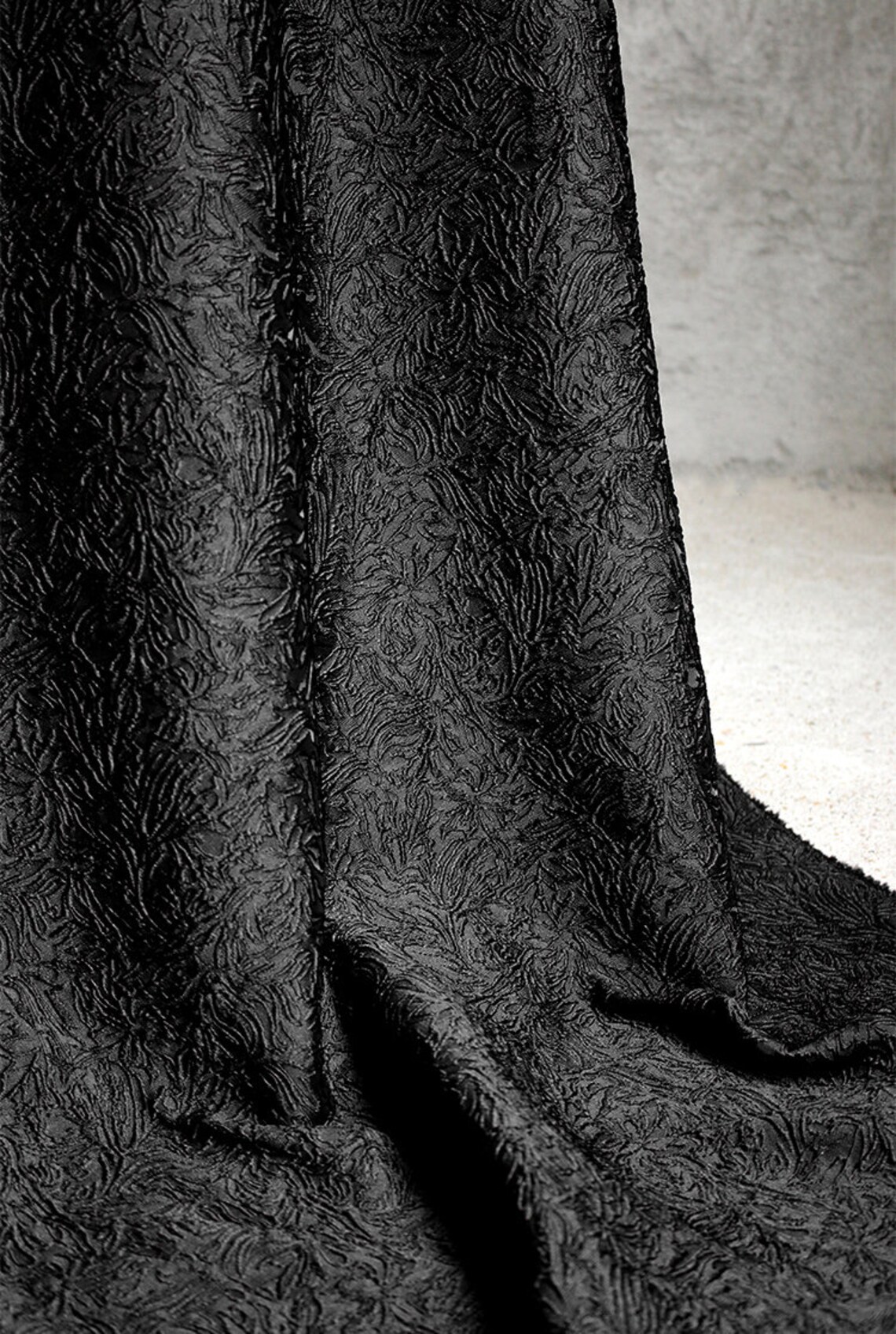 Black Jacquard Fabric, 3D Line Texture Fabric, Mysterious Textured ...