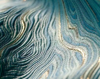 Blue Jacquard Fabric, Embossed Textured Fabric, Double-Sided Fabric, Flowing Water Pattern Fabric, Lustrous Fabric, By The Meter, A319