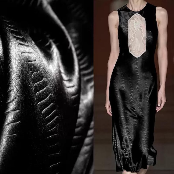 Black Glossy Satin Fabric, Irregular Textured fabric, Reflective fabric, Soft fabric, Apparel Fabric, Fashion fabric, By The Meter, A303