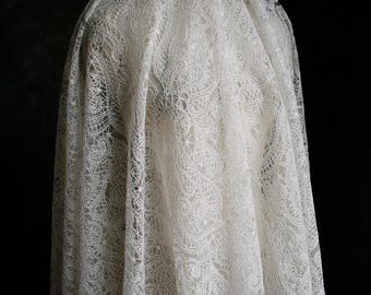 Openwork Fabric, Lace Fabric, Embroidered Fabric, Tulle Fabric, Sheer Fabric, Beige Fabric, Creative Fabric, Designer Fabric, By Meter, A350