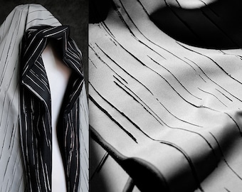 Line Jacquard fabric Fabric, Grey Black Striped Fabric, Dual-Sided Textured Fabric, Elegant Fabric, Designer Fabric, By The Yard, A116