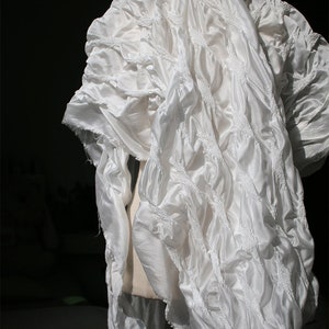 White pleated fabric, Irregular Pattern Fabric, Distressed Fabric, 4-Way Stretch Fabric- By the meter- A215