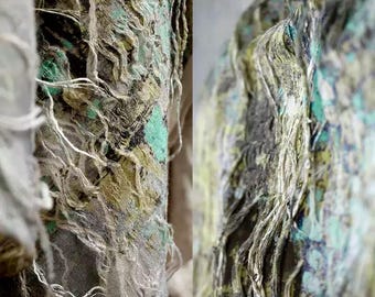 Green Jacquard Fabric, Stretch Fabric, Tattered Moss Fabric, Irregular Burn-out Fabric, Texture Fabric, Apparel Fabric, by The Yard, A284
