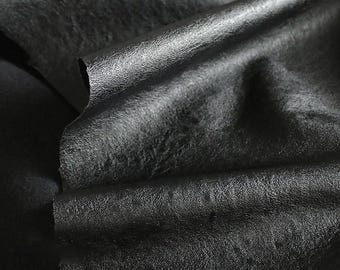 Black Leather Fabric, Matte Fabric, Wear-Resistant Fabric, Textured Fabric, Solid-Colored Fabric, Luxury Fabric, By The Meter, A309